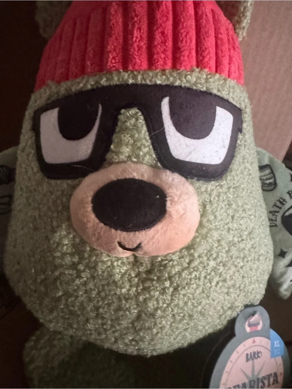 Bark Box XL Bearista death before decaf Giant dog toy NEW crinkle, squeak thrash